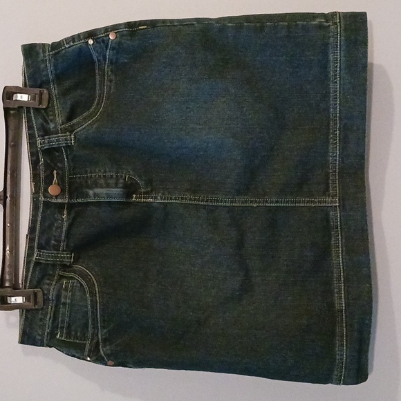 Baccini Blue Jean Mini Skirt‎ Size 10 Embellished Hips/Pockets - Picture 1 of 11